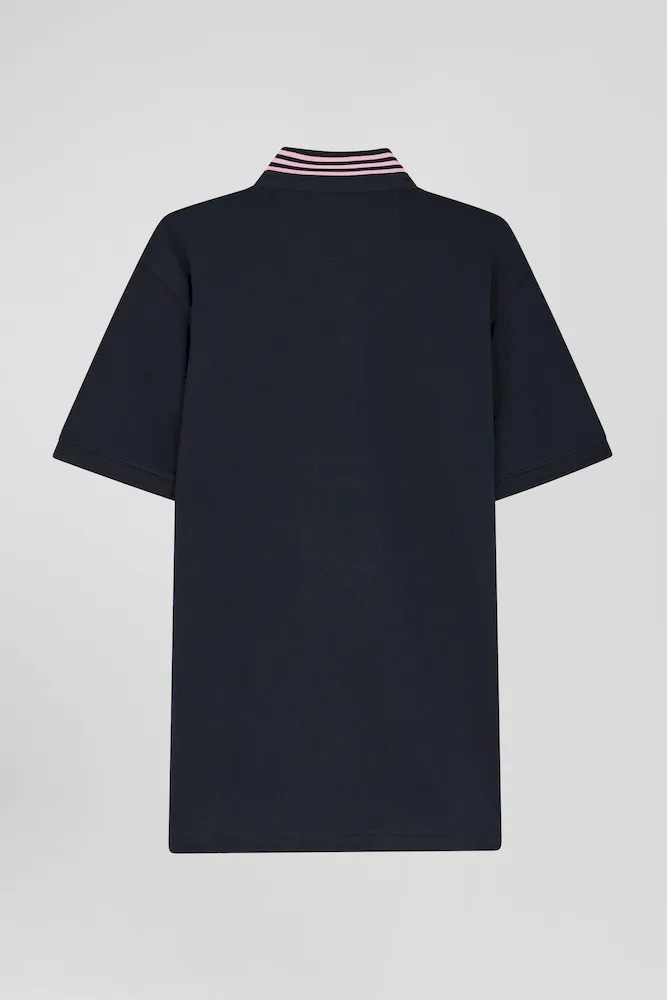 Maillot En Coton Bleu Marine Dessous De Col Cerclé Coupe Regular