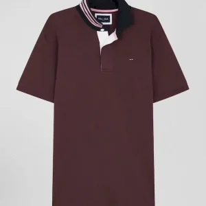 Maillot en coton bordeaux dessous de col cerclé coupe Regular