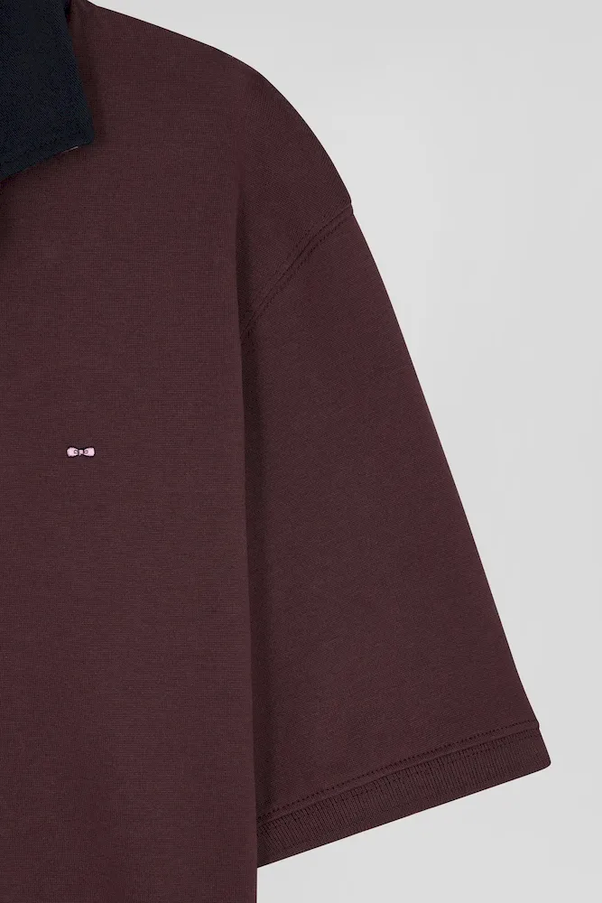 Maillot en coton bordeaux dessous de col cerclé coupe Regular – Bild 5