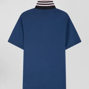 Alternative view of Maillot en coton bleu foncé col contrasté coupe Regular