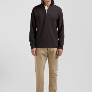 Maillot manches longues en coton Pima marron coupe Regular