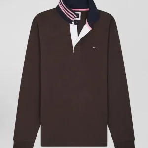 Alternative view of Maillot manches longues en coton Pima marron coupe Regular