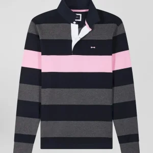 Alternative view of Maillot manches longues en coton gris cerclé coupe Regular