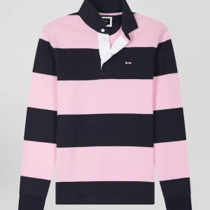 Alternative view of Maillot manches longues cerclé en coton bleu marine et rose coupe Regular