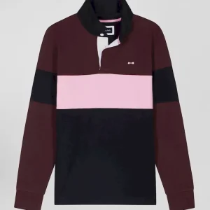 Alternative view of Maillot manches longues colorblock bordeaux en coton broderie dos coupe Regular