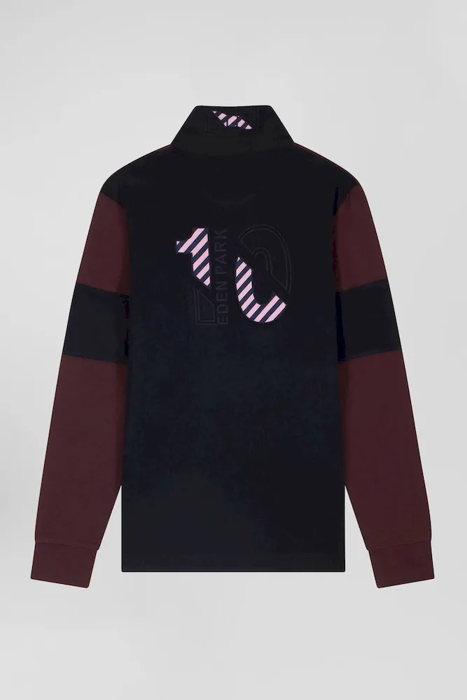 Maillot manches longues colorblock bordeaux en coton broderie dos coupe Regular – Bild 4