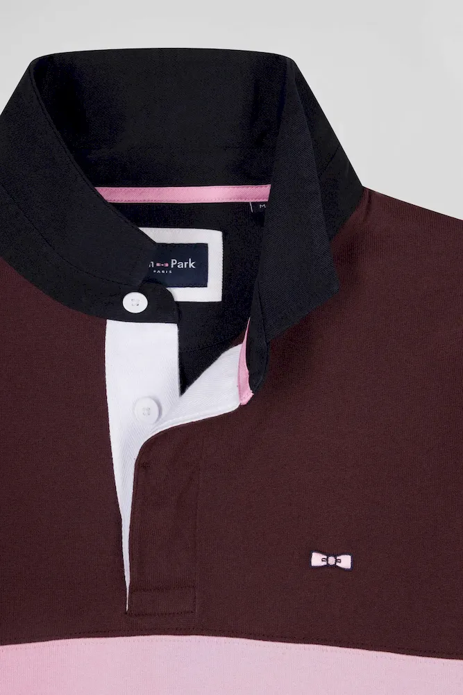 Maillot manches longues colorblock bordeaux en coton broderie dos coupe Regular – Bild 7