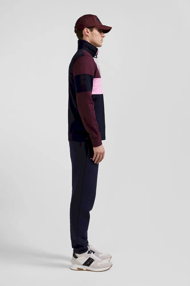 Maillot manches longues colorblock bordeaux en coton broderie dos coupe Regular – Bild 5