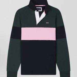 Alternative view of Maillot manches longues colorblock vert en coton broderie dos coupe Regular