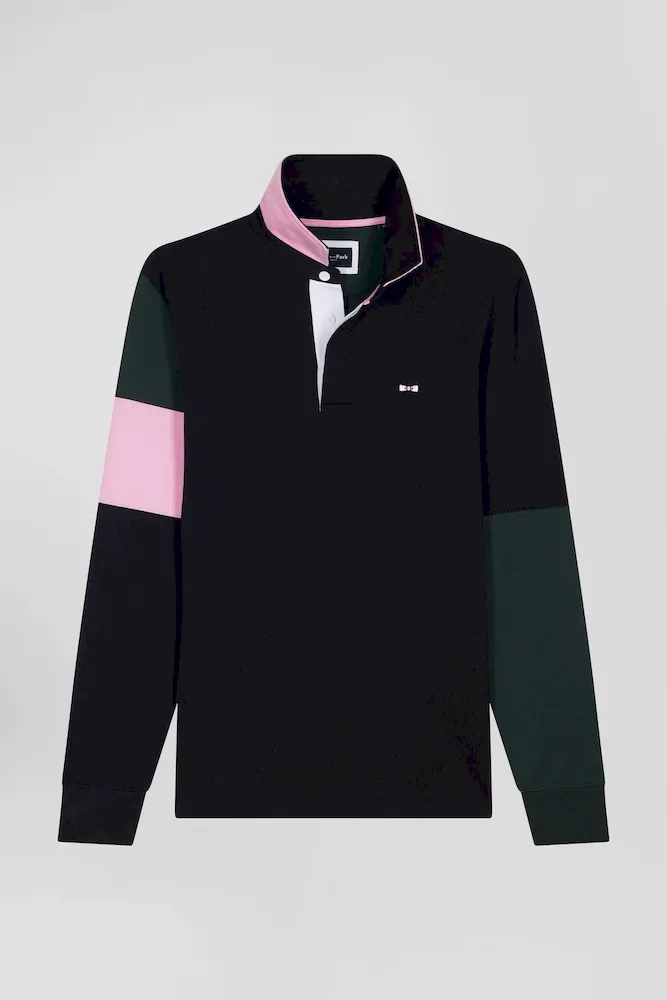 Maillot Manches Longues En Coton Vert Broderie Et Applications De Tissus Cravate Coupe Regular