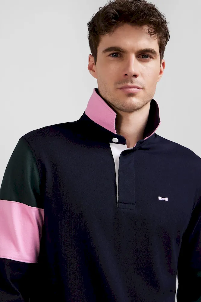 Maillot manches longues en coton vert broderie et applications de tissus cravate coupe Regular – Bild 3