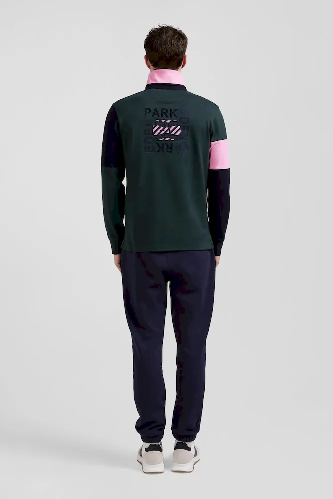 Maillot manches longues en coton vert broderie et applications de tissus cravate coupe Regular – Bild 6