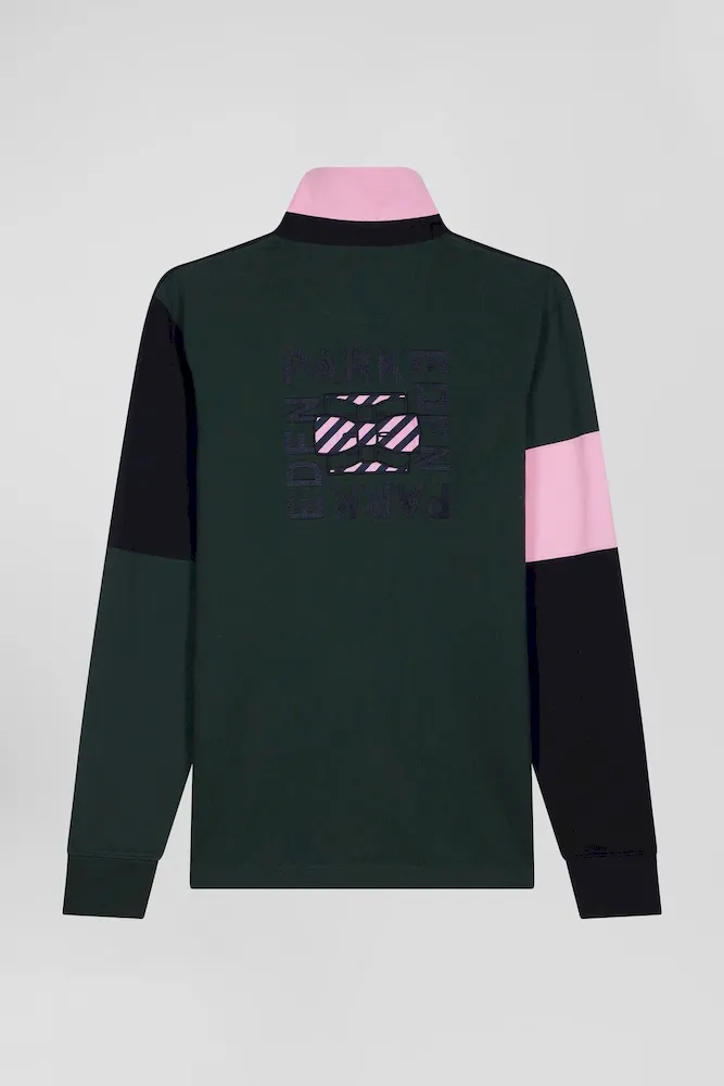 Maillot manches longues en coton vert broderie et applications de tissus cravate coupe Regular – Bild 4