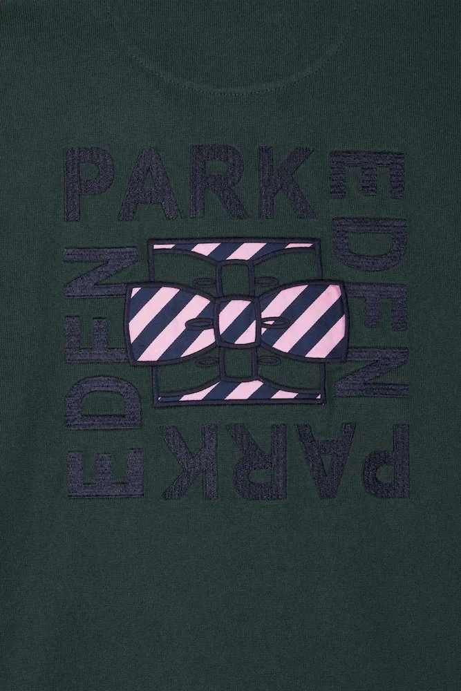 Maillot manches longues en coton vert broderie et applications de tissus cravate coupe Regular – Bild 9