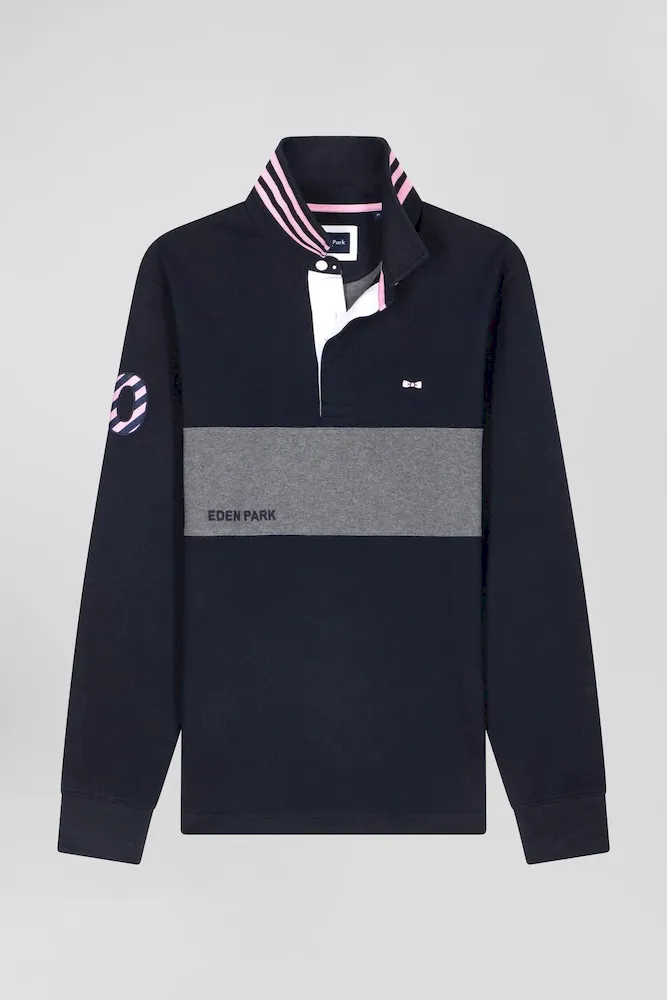 Maillot manches longues en coton bleu marine broderie manche 10 coupe Regular – Bild 2