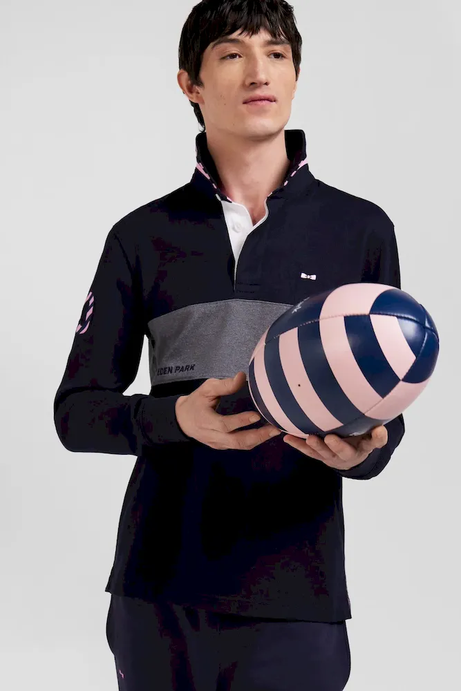 Maillot manches longues en coton bleu marine broderie manche 10 coupe Regular – Bild 3