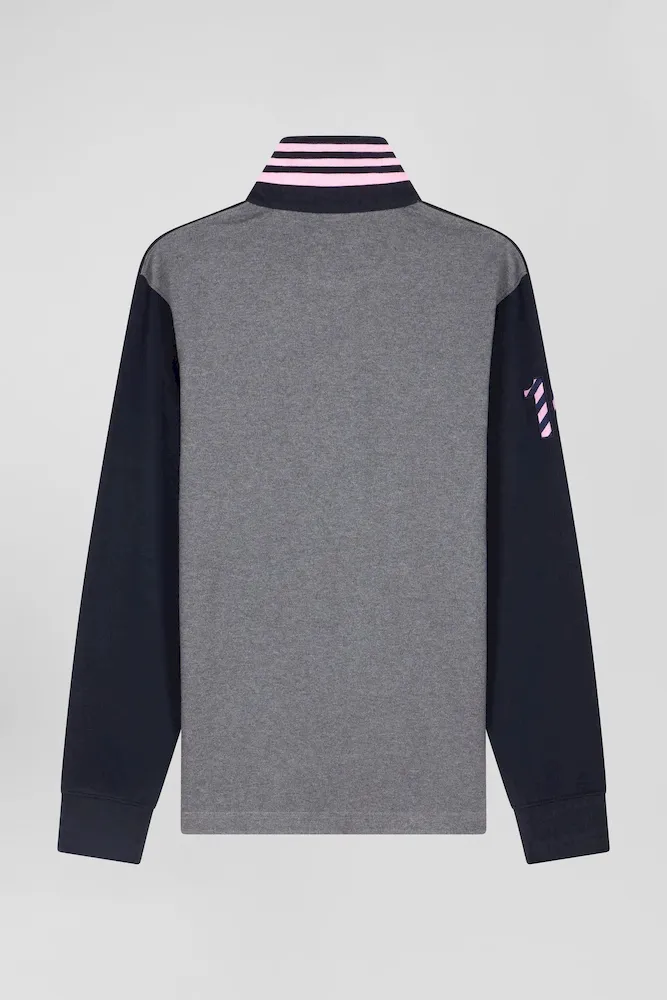 Maillot manches longues en coton bleu marine broderie manche 10 coupe Regular – Bild 4