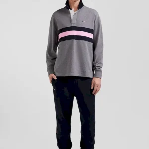 Maillot manches longues en coton gris brodé coupe Relaxed