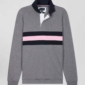 Alternative view of Maillot manches longues en coton gris brodé coupe Relaxed