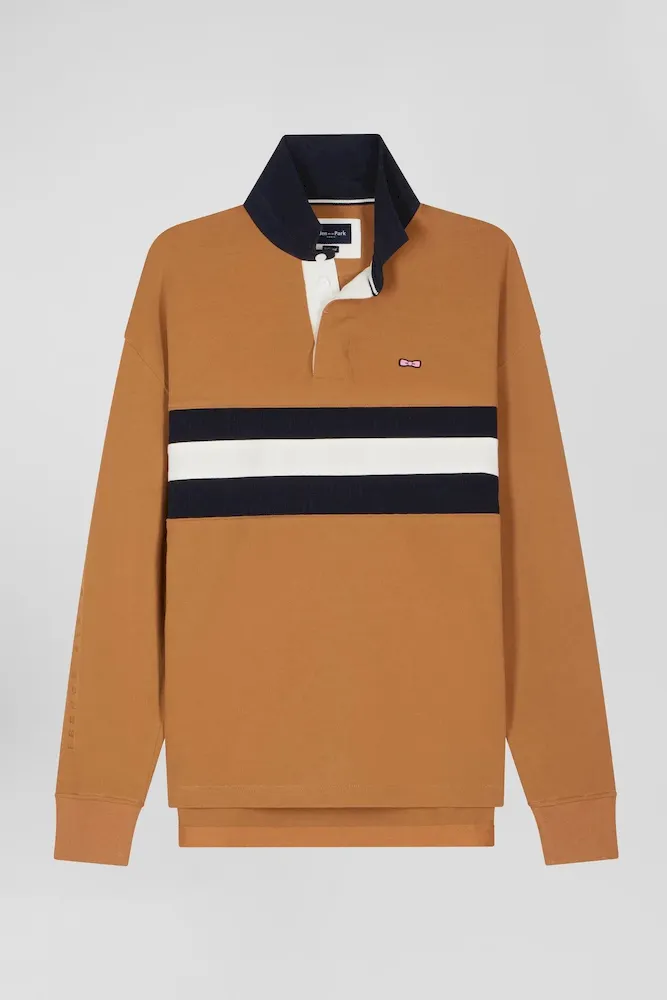 Maillot Manches Longues En Coton Camel Brodé Coupe Relaxed