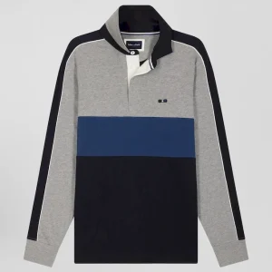 Alternative view of Maillot manches longues colorblock en coton bleu et gris coupe Regular