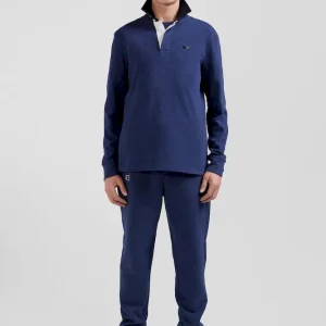 Maillot manches longues en coton bleu marine détails nœud papillon coupe Regular