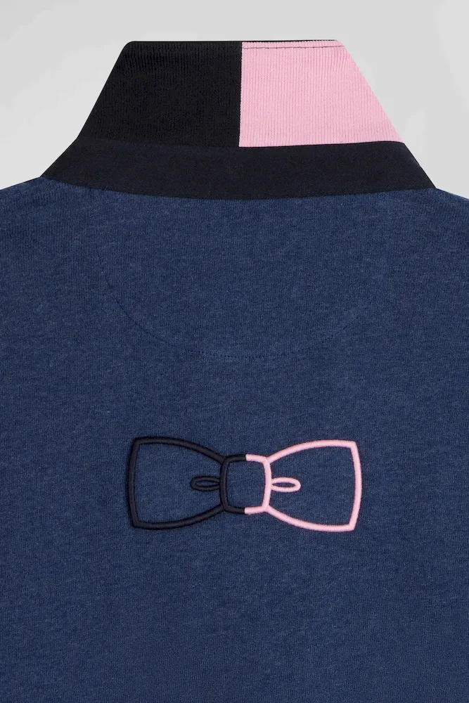 Maillot manches longues en coton bleu marine détails nœud papillon coupe Regular – Bild 9