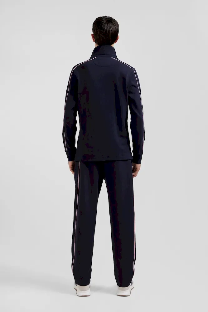 Maillot manches longues en coton bleu marine passepoil rose coupe Regular – Bild 6