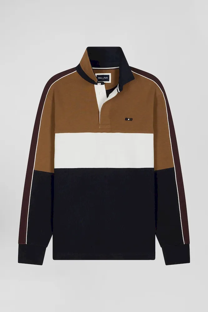 Maillot Manches Longues En Coton Noisette Broderie Dos Et Passepoil Coupe Regular