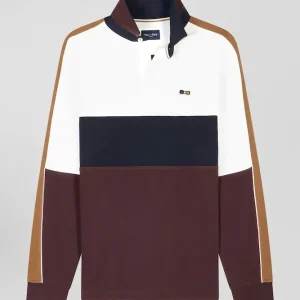 Alternative view of Maillot manches longues en coton bordeaux broderie dos et passepoil coupe Regular