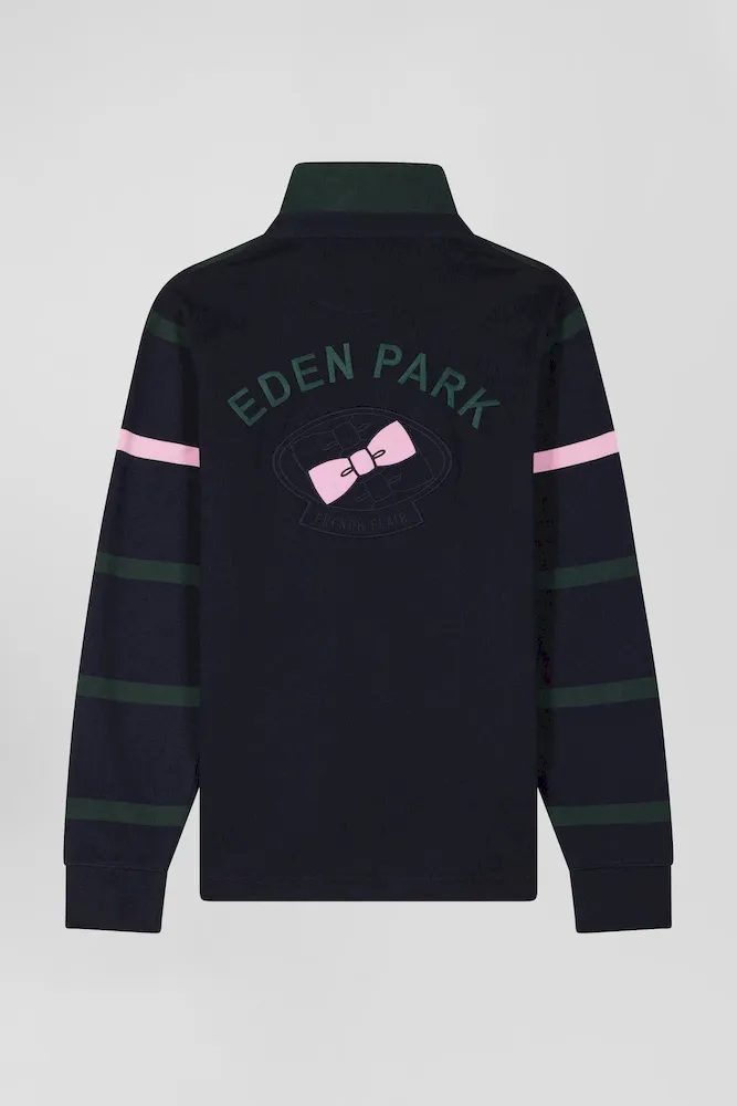 Maillot manches longues en coton cerclé vert broderie dos coupe Regular – Bild 4