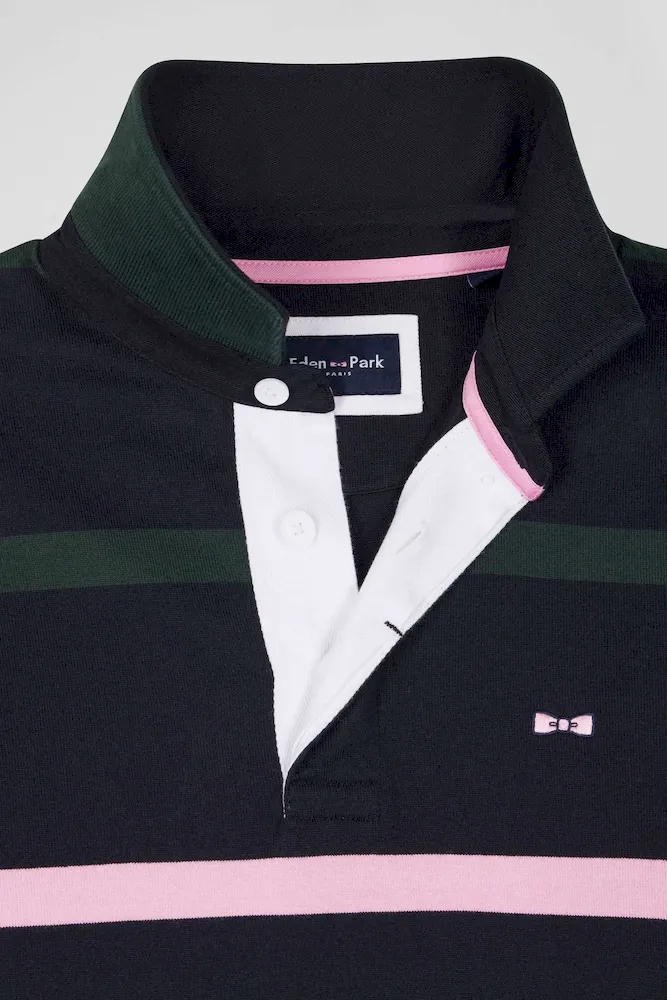 Maillot manches longues en coton cerclé vert broderie dos coupe Regular – Bild 7