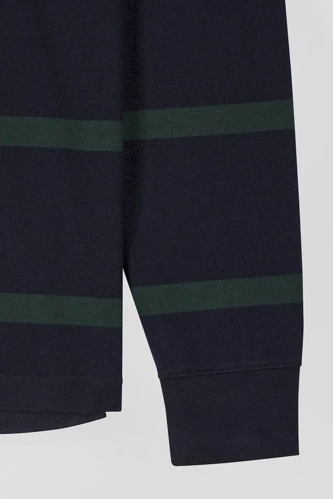 Maillot manches longues en coton cerclé vert broderie dos coupe Regular – Bild 8