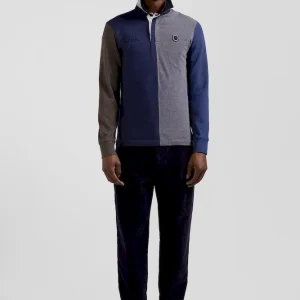 Maillot manches longues colorblock en coton gris coupe Regular