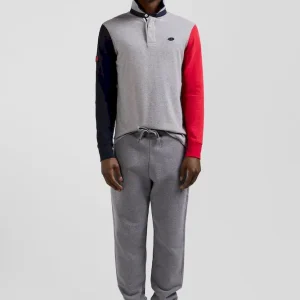 Maillot manches longues en coton gris coupe Regular