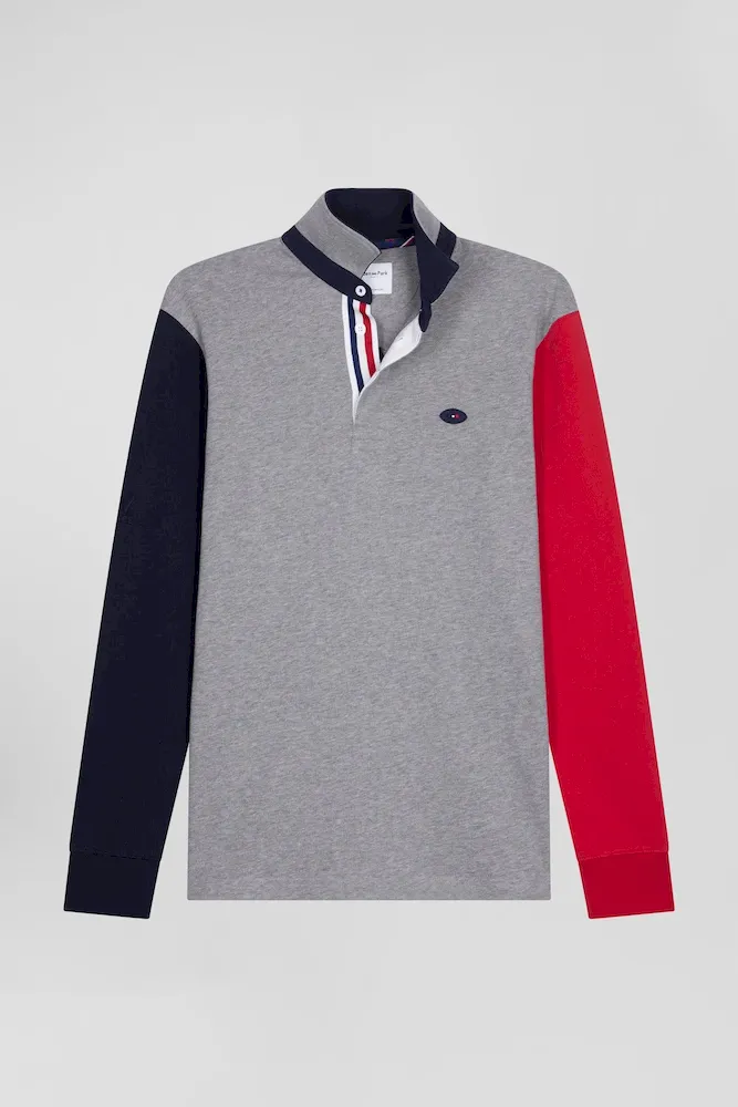 Maillot Manches Longues En Coton Gris Coupe Regular