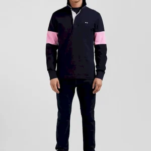 Maillot manches longues en coton bleu marine broderie nœud papillon coupe Regular