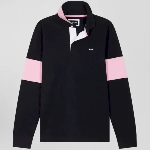 Alternative view of Maillot manches longues en coton bleu marine broderie nœud papillon coupe Regular