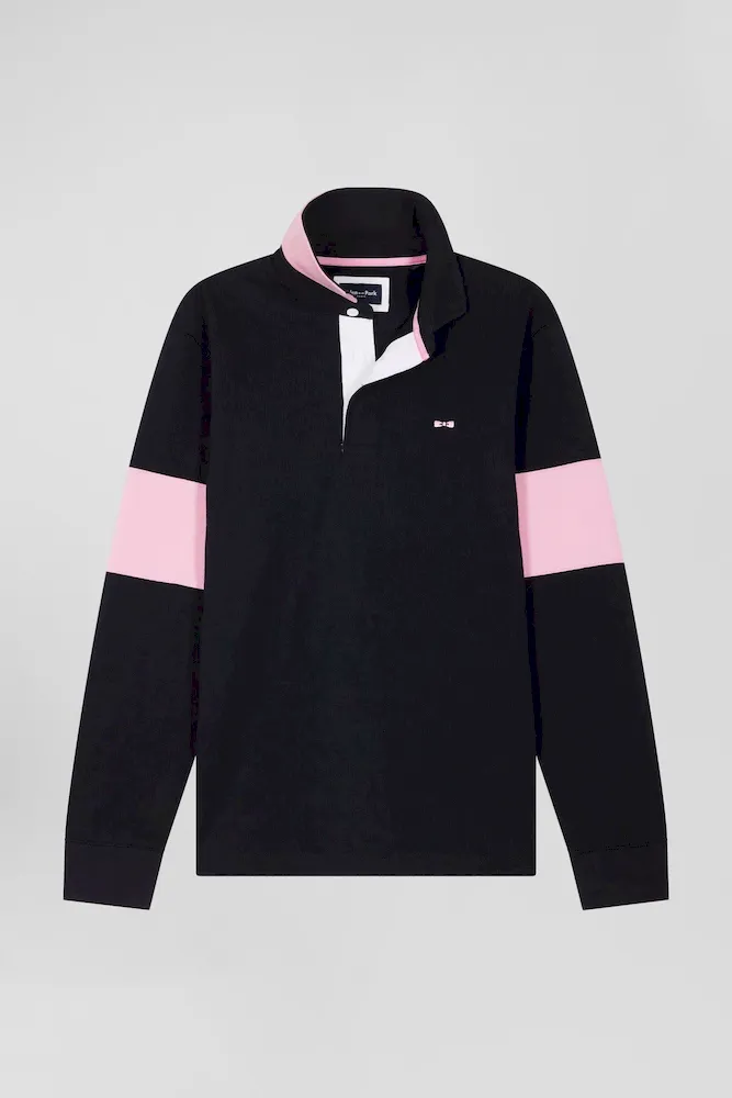 Maillot Manches Longues En Coton Bleu Marine Broderie Nœud Papillon Coupe Regular