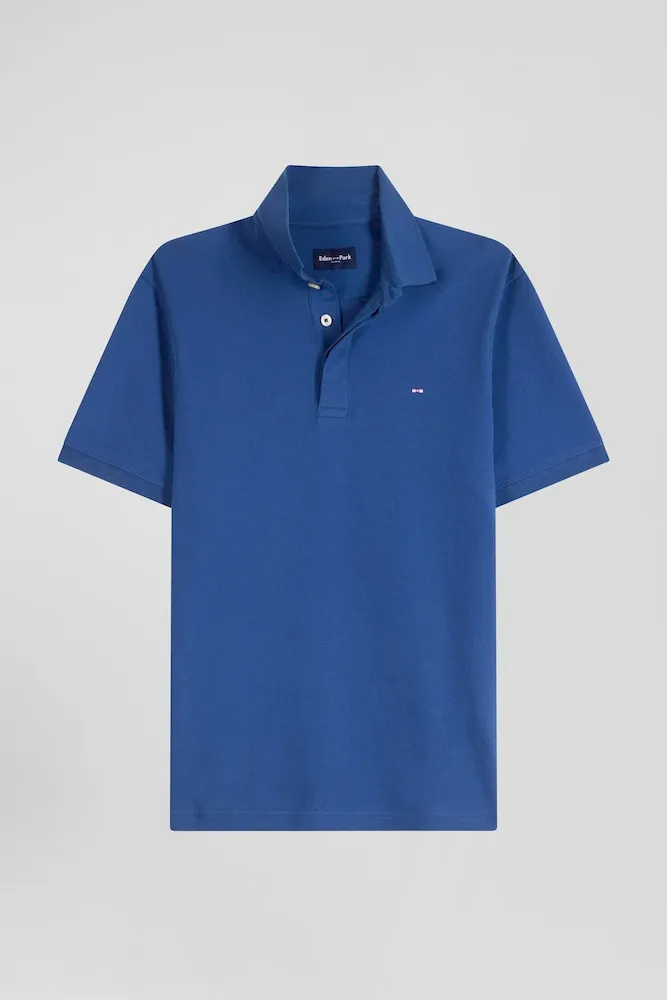 Polo Manches Courtes En Coton Stretch Bleu Foncé Coupe Slim