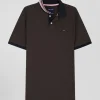 Polo manches courtes en piqué coton marron coupe Regular