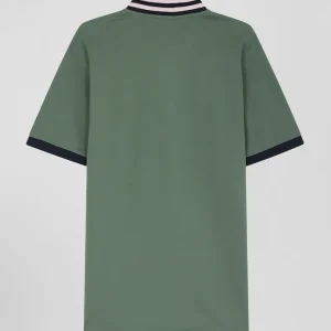 Alternative view of Polo manches courtes en piqué coton vert détails contrastés coupe Regular