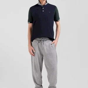 Polo manches courtes en piqué coton vert col jacquard Eden Park coupe Regular