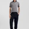 Polo manches courtes en coton stretch gris col jacquard Eden Park coupe Slim