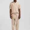 Polo manches courtes unisexe en piqué coton beige surteint coupe Oversized