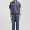 Polo manches courtes unisexe en piqué coton gris surteint coupe Oversized
