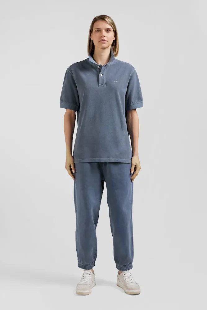 Polo Manches Courtes Unisexe En Piqué Coton Gris Surteint Coupe Oversized