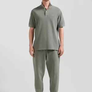 Polo manches courtes unisexe en piqué coton kaki surteint coupe Oversized