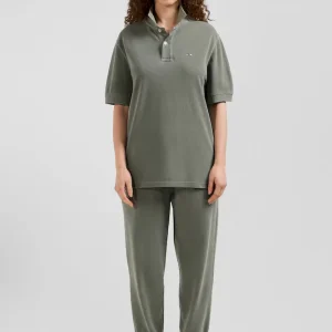 Alternative view of Polo manches courtes unisexe en piqué coton kaki surteint coupe Oversized