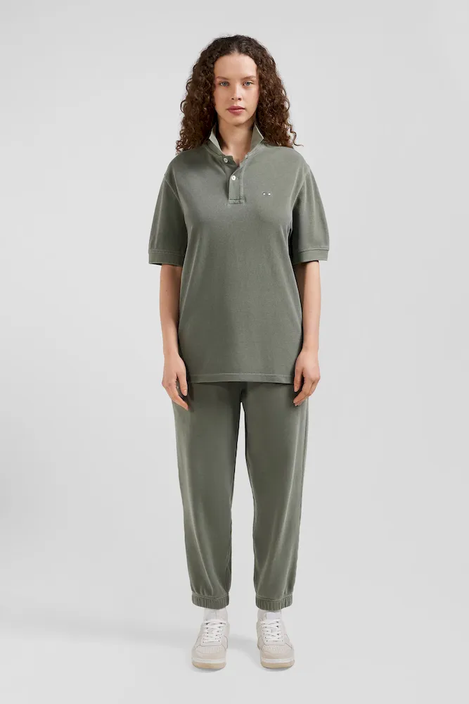 Polo Manches Courtes Unisexe En Piqué Coton Kaki Surteint Coupe Oversized